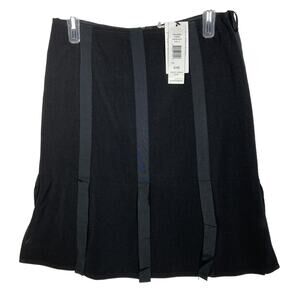 NWT Philippe Adec Black A Line Skirt Ribbon Accents Sz 6